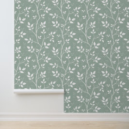 Sanftes Salbeigrünes Minimales Botanisches Zweig-D Tapete