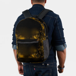 Sanftes Schwarz Wasserfarbe Gold Spritzer Elegant Bedruckter Rucksack