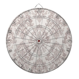 Sanftes Taupe-Damask Wasserfarbe Klassisch Floral Dartscheibe
