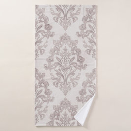 Sanftes Taupe-Damask Wasserfarbe Klassisches Flora Badehandtuch