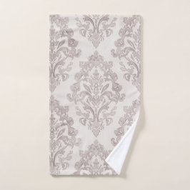 Sanftes Taupe-Damask Wasserfarbe Klassisches Flora Handtuch