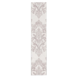 Sanftes Taupe-Damask Wasserfarbe Klassisches Flora Kurzer Tischläufer