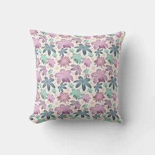Sanftes Wasserfarben-Rosa-Blumenmuster Tapete Kissen