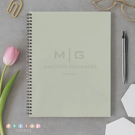 Sanftes weiches Licht Pastell-Salbei-Moos-Grün Far Notizblock