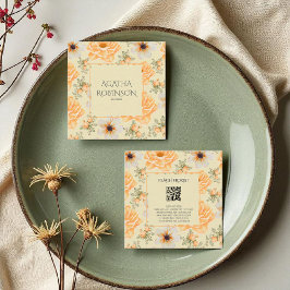 Sanftgelbe grüne Blume Florist Quadratische Visitenkarte