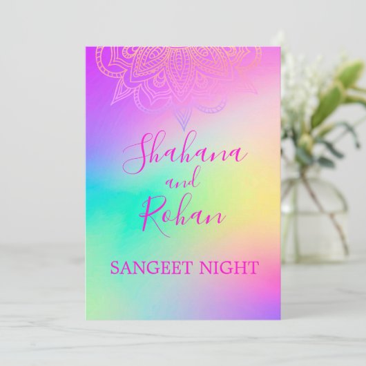 Sangeet Indian Style Colorful Elegant Einladung (Stehend Vorderseite)
