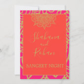 Sangeet Indian Style Orange Pink Gold Elegant Einladung (Vorderseite)