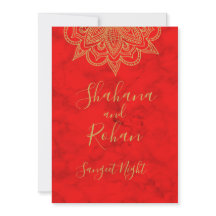 Sangeet Indian Style Red Gold Farbe Moderner Chic