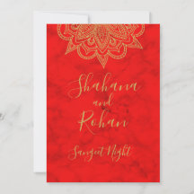 Sangeet Indian Style Red Gold Farbe Moderner Chic