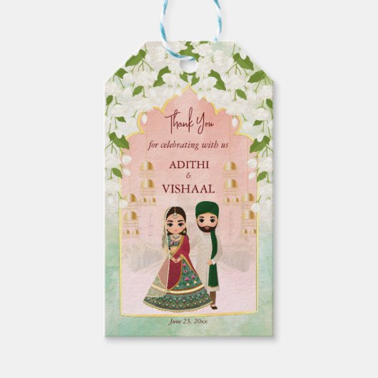 Sangeet mehndi indische Hochzeit personalisiert Geschenkanhänger (Vorderseite)