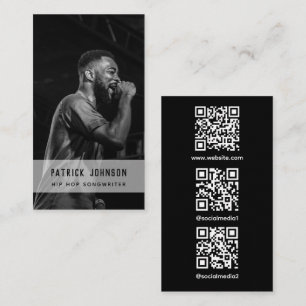 Sänger Musiker Foto Hip Hop scannbarer QR-Code Visitenkarte
