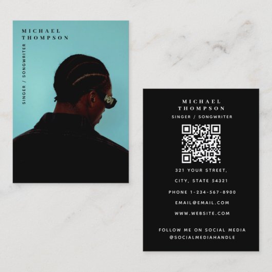 Sänger Musiker Foto Performer Model QR Code Visitenkarte (Vorne/Hinten)