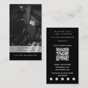 Sänger Musiker Songwriter Foto Hip Hop QR Code Visitenkarte