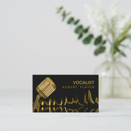 Sänger-Sänger DJ-Musik-Lehrer-Mikrofon-Gold Visitenkarte (Stehend Vorderseite)