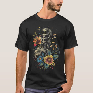 Sänger Vintage-Mikrofon Karaoke Sänger Musik M T-Shirt