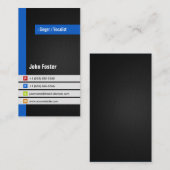 Sänger / Vocalist - Modernes, stilvolles Blau Visitenkarte (Vorne/Hinten)