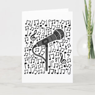 Sängerin Mikrofon Musical Notes Gesangslehrer Feiertagskarte