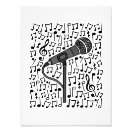 Sängerin Mikrofon Musical Notes Gesangslehrer Fotodruck