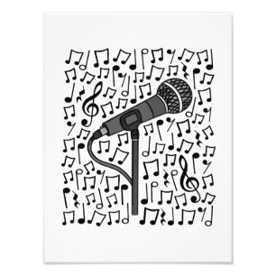 Sängerin Mikrofon Musical Notes Gesangslehrer Fotodruck