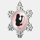 Sängerin-rosa persönlicher Name und Datum Schneeflocken Zinn-Ornament (Rechts)