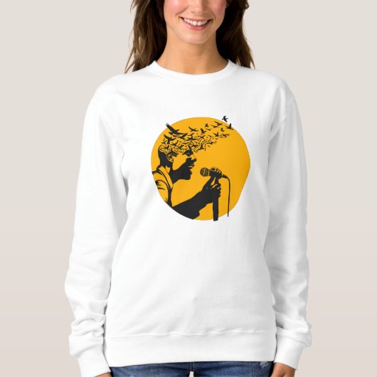 Sängerin Silhouette mit Vögeln Sweatshirt (Vorderseite)