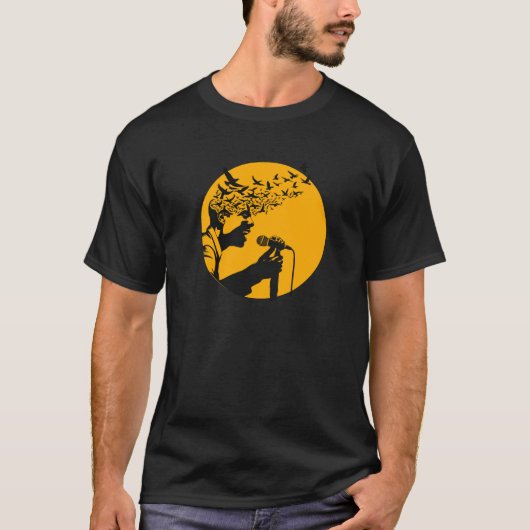 Sängerin Silhouette mit Vögeln T-Shirt (Vorderseite)