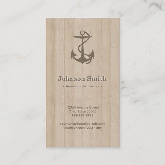 Sängerin / Vokalistin - Nautical Anchor Wood Visitenkarte (Vorderseite)