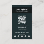 Sängermusik Foto Black & White Grunge Musik Visitenkarte (Rückseite)