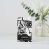 Sängermusiker Foto Black & White Modern Visitenkarte (Stehend Vorderseite)