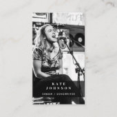 Sängermusiker Foto Black & White Modern Visitenkarte (Vorderseite)