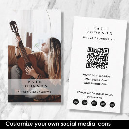 Sängermusiker Foto Custom Social Media QR Code Visitenkarte