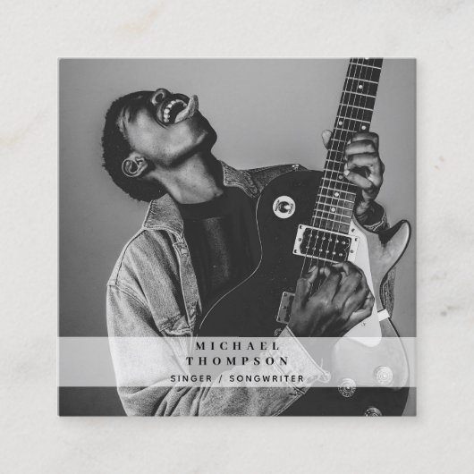 Sängermusiker Foto Social Media QR-Code Quadratische Visitenkarte (Vorderseite)
