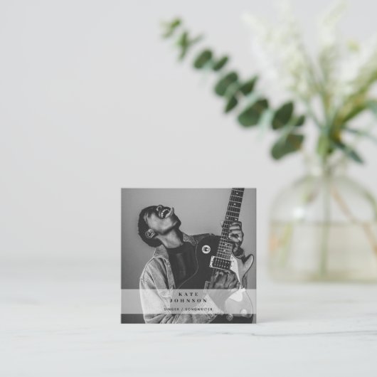 Sängermusiker Foto Social Media QR-Code Quadratische Visitenkarte (Stehend Vorderseite)