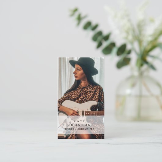 Sängermusiker Foto Social Media QR-Code Visitenkarte (Stehend Vorderseite)