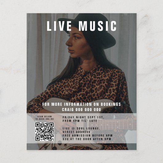 Sängermusikmusik Foto QR Code Promotion Flyer (Vorne)