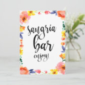 Sangria Bar Affordable Boho Floral Wedding Sign (Stehend Vorderseite)
