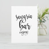 Sangria Bar Affordable Calligraphy Wedding Sign (Stehend Vorderseite)