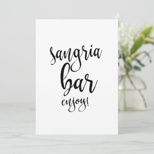 Sangria Bar Affordable Calligraphy Wedding Sign (Stehend Vorderseite)