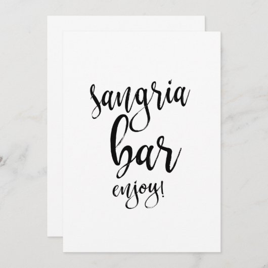 Sangria Bar Affordable Calligraphy Wedding Sign (Vorne/Hinten)