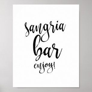 Sangria Bar Black and White 8x10 Wedding Sign Poster