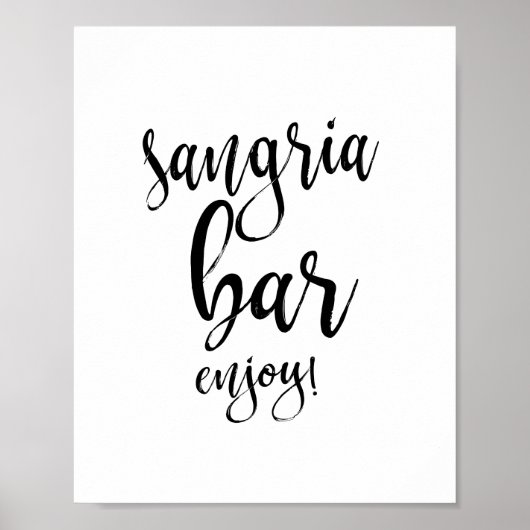Sangria Bar Black and White 8x10 Wedding Sign Poster (Vorne)
