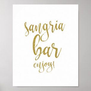 Sangria-Bar Gold Glitter 8x10 Hochzeitsschild Poster