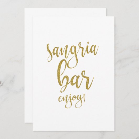 Sangria Bar Gold Glitzer Erschwingliches Hochzeits (Vorne/Hinten)