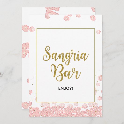 Sangria Bar| Rosa und Gold - Brautparty Einladung (Vorne/Hinten)