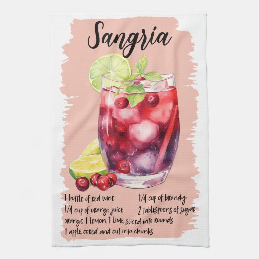 Sangria Cocktail Rezept Geschirrtuch (Vertikal)