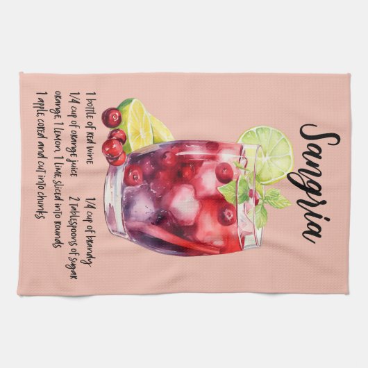 Sangria Cocktail Rezept Geschirrtuch (Horizontal)