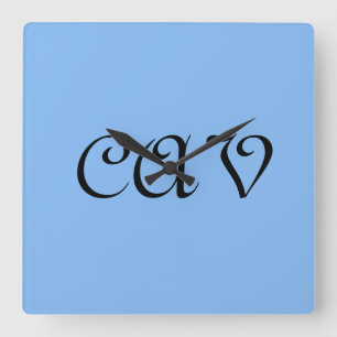 Sangria Cornflower Blue Quadratische Wanduhr