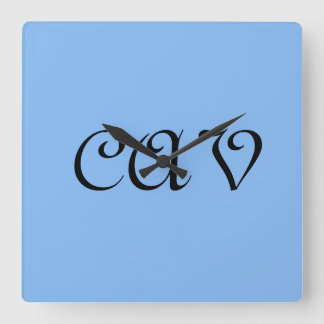 Sangria Cornflower Blue Quadratische Wanduhr