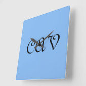 Sangria Cornflower Blue Quadratische Wanduhr (Winkel)