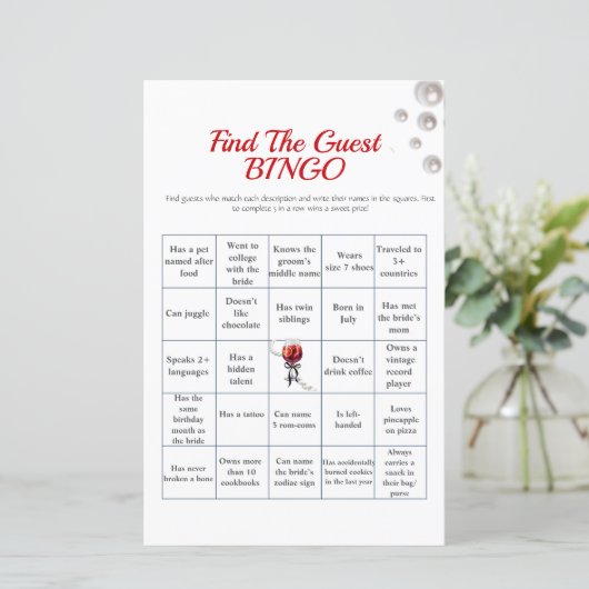 Sangria Finden Sie das Brautparty Bingo Game (Stehend Vorderseite)